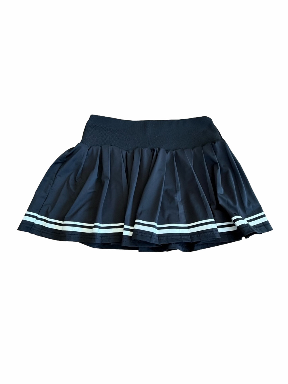 Jolie & Joy Black Pleated Mini Skort with White Stripe Detail